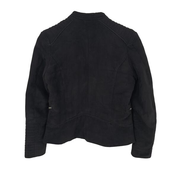 H&M Black Faux Suede Jacket Zippered Biker Moto Goth Grunge Streetwear Women’s 8 - Picture 2 of 8